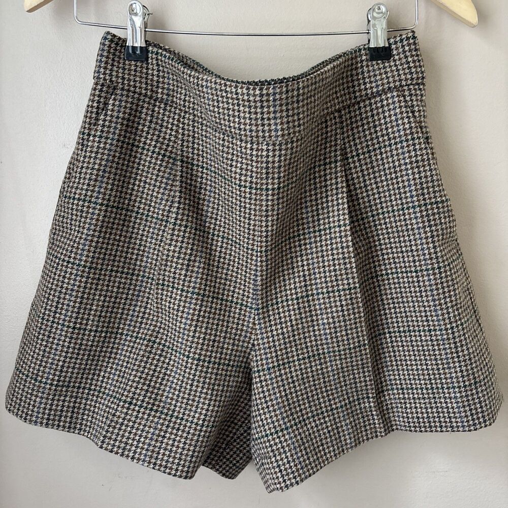 & Other Stories Wool Blend Shorts Womens 8 Houndstooth Paris Atelier